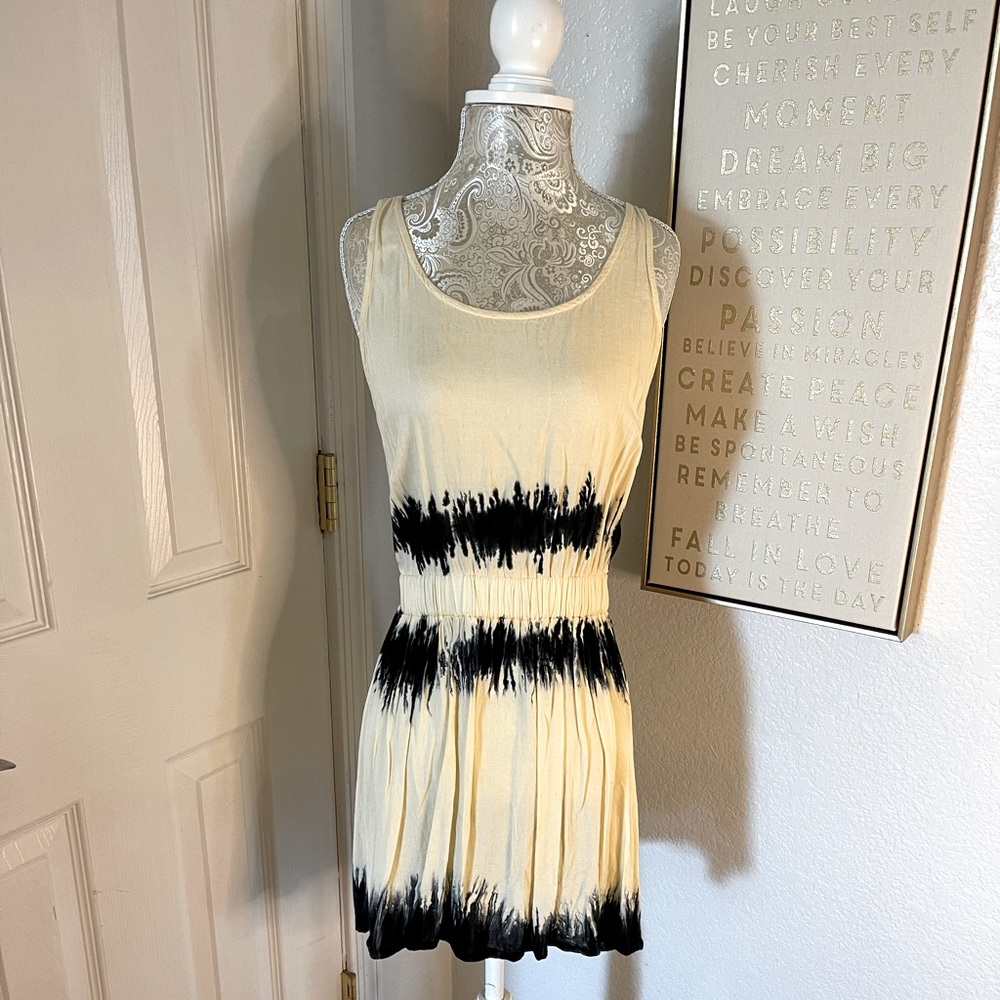 Black and cream tie dye sundress